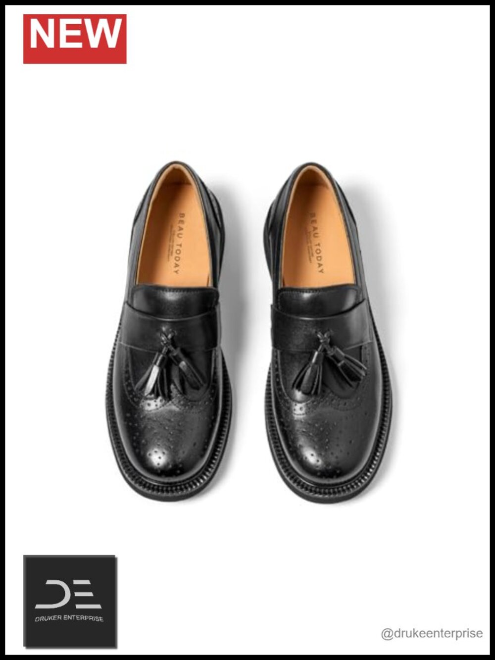Women's Tassel Loafers Non-Slip Chunky Platform Calfskin Leather Shoes